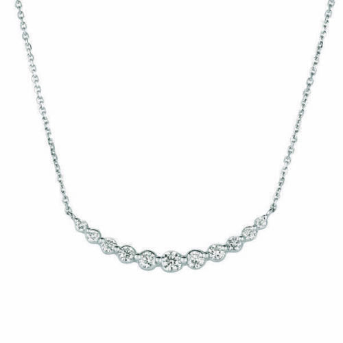 0.75 Carat Natural Diamond Necklace 14K White Gold G SI 18 inches chain
