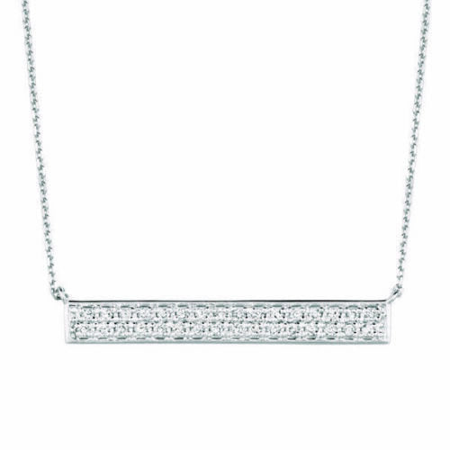 0.40 Carat Natural Diamond Bar Necklace 14K White Gold G SI 18 inches chain