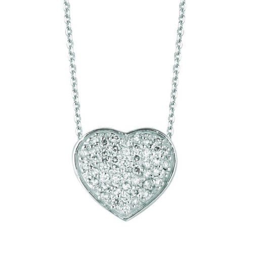 0.75 Carat Natural Diamond Heart Necklace Pendant 14K White Gold G SI