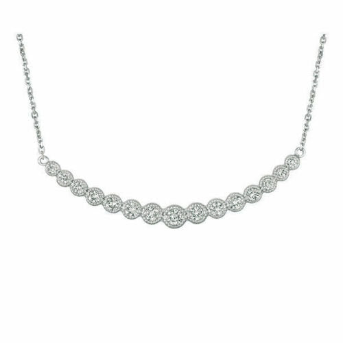 1.00 Carat Natural Diamond Necklace 14K White Gold G SI 18 inches chain