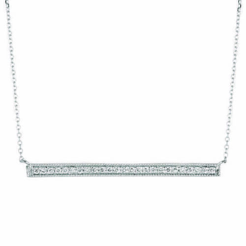 0.25 Carat Natural Diamond Bar Necklace 14K White Gold G SI 18 inches chain