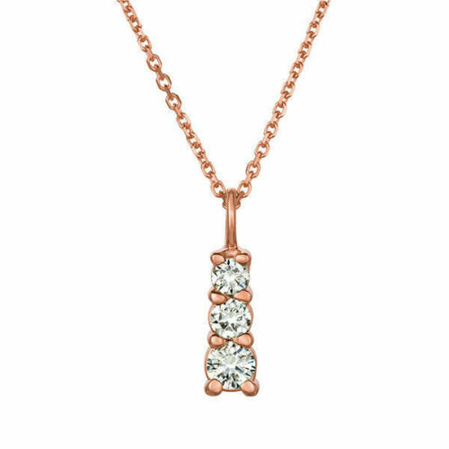 0.80 Carat Natural Diamond Necklace Pendant 14K Rose Gold G SI 18 inches chain