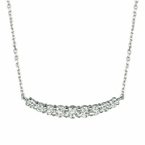 0.50 Carat Natural Diamond Necklace 14K White Gold G SI 9 stones 18 inches