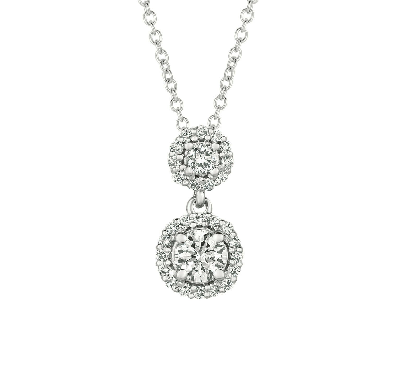 0.75 Carat Natural Diamond Necklace Pendant 14K White Gold 18'' chain