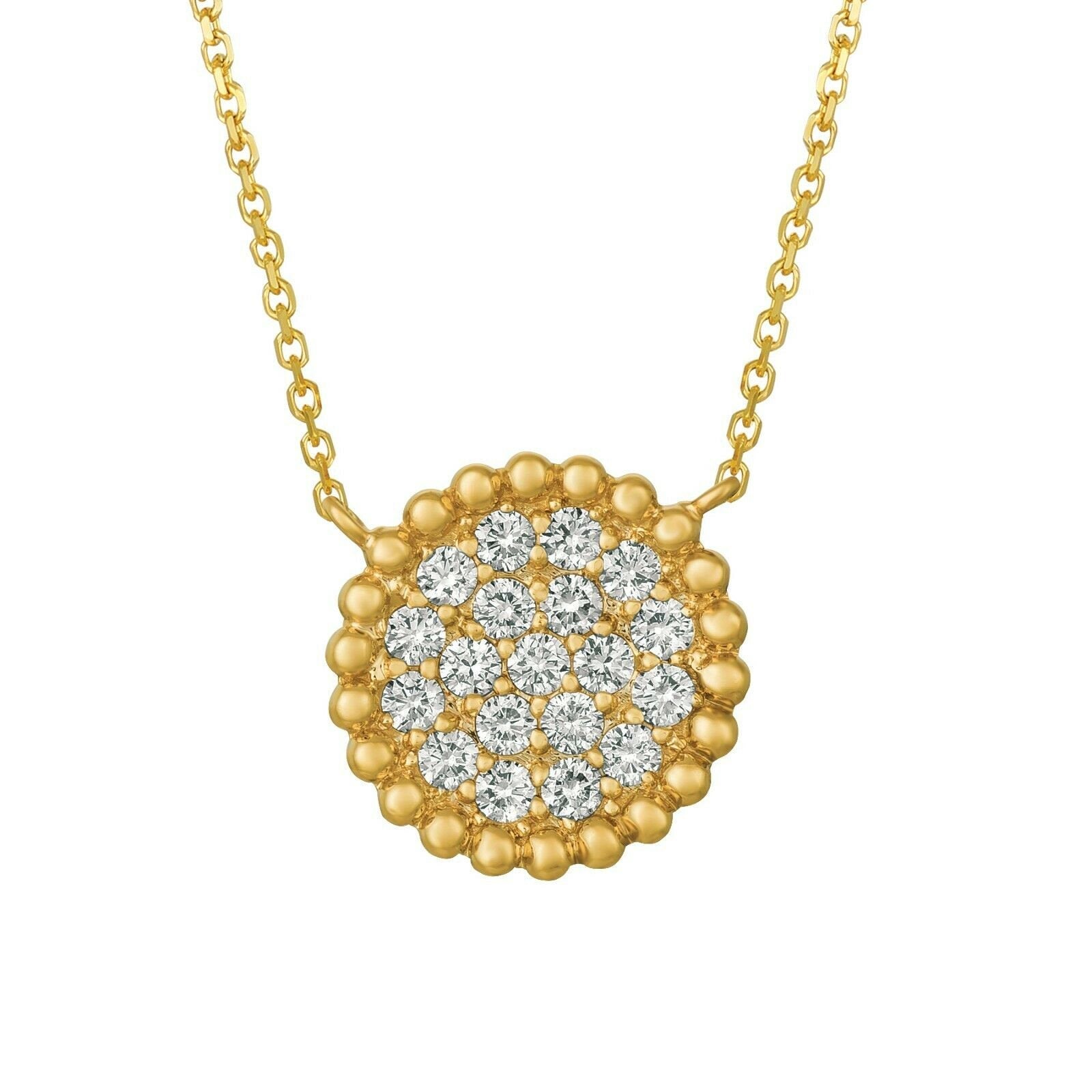 0.75 Carat Natural Diamond Necklace 14K Yellow Gold G SI Bubble Collection