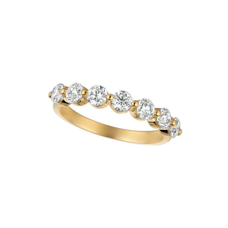 1.25 Carat Natural Diamond 7 Stone Ring G SI 14K Yellow Gold