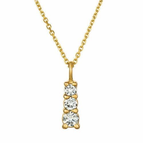 0.80 Carat Natural Diamond Necklace Pendant 14K Yellow Gold G SI 18 inches chain