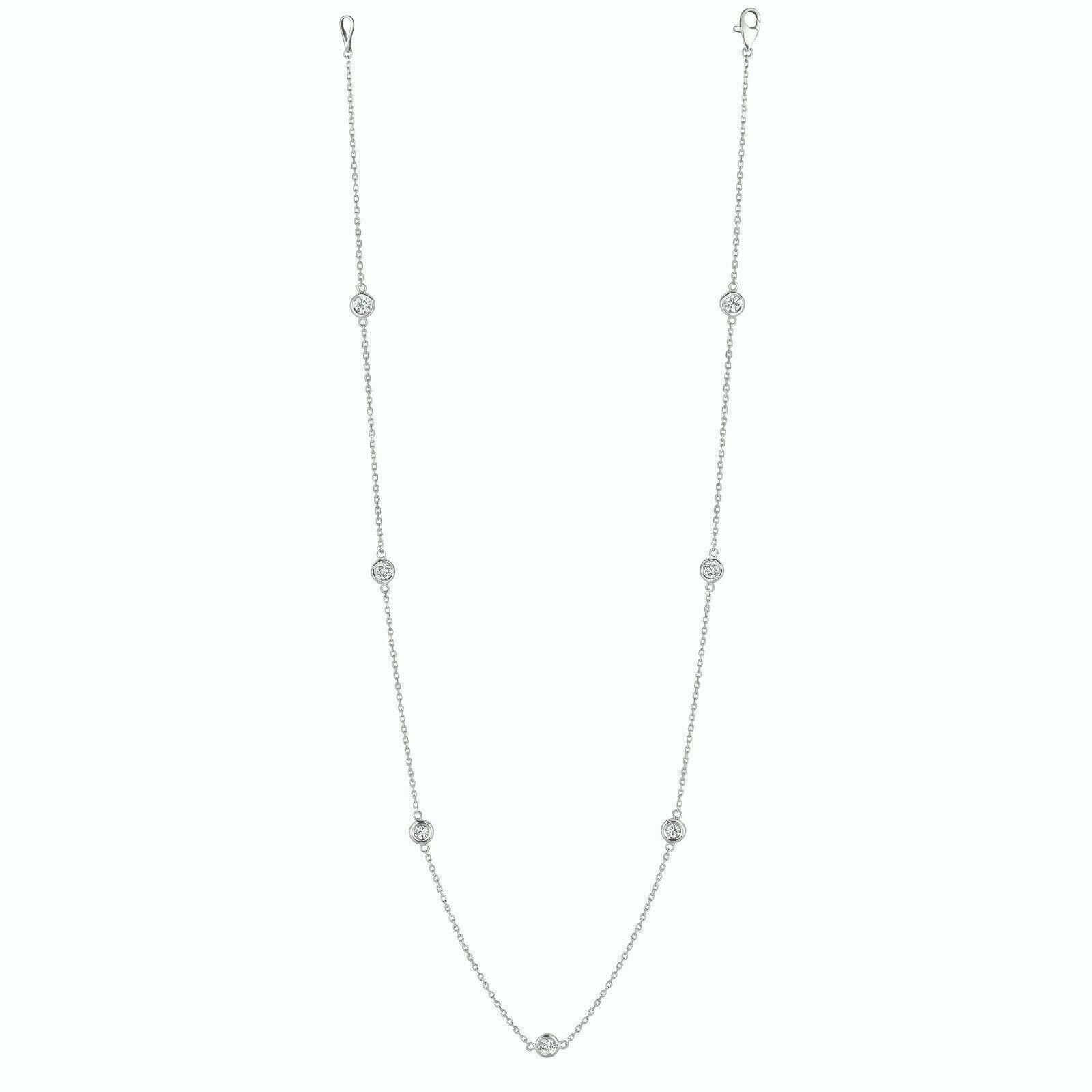 1.50 Carat Diamond by the Yard Necklace G SI 14K White Gold 20 pointers 18 inch