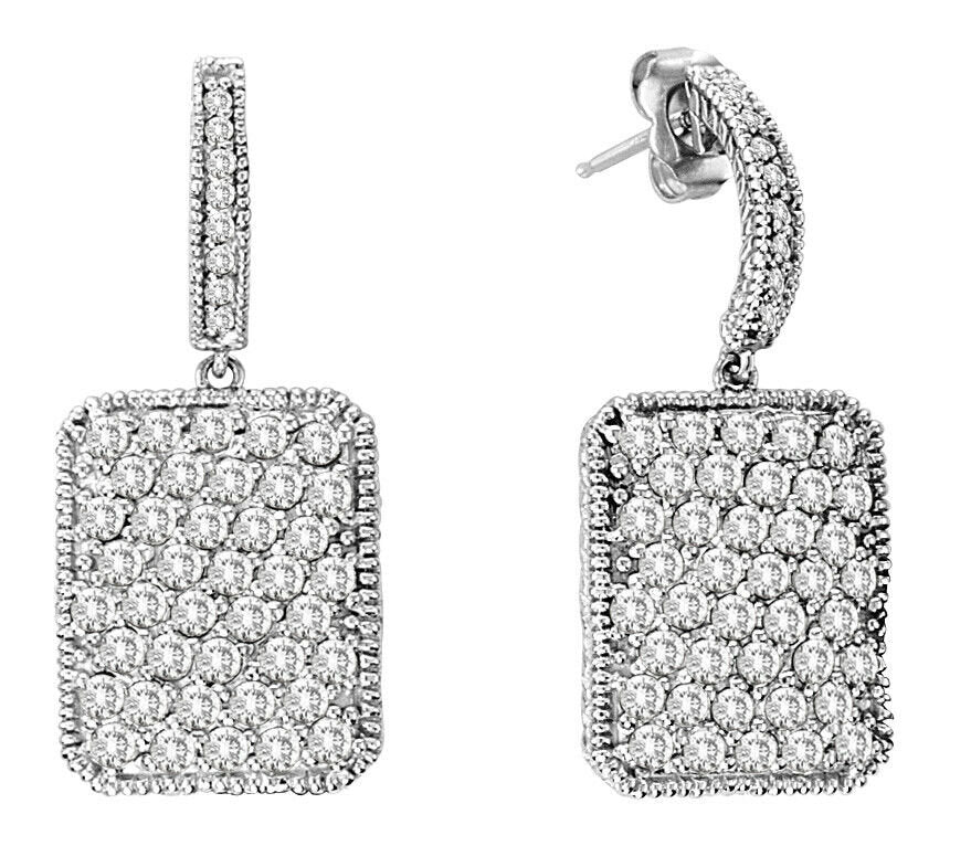 2.80 Carat Diamond Rectangular Shape Earrings G-H SI 14K White Gold