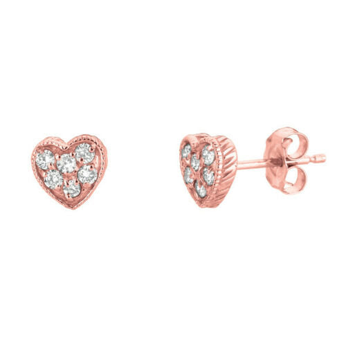 0.30 Carat Natural Diamond Heart Earrings G SI 14K Rose Gold