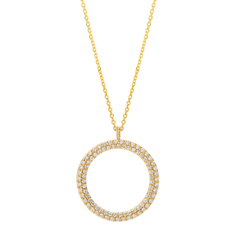 0.75 Carat Natural Diamond Circle Necklace 14K White Gold G SI 18''