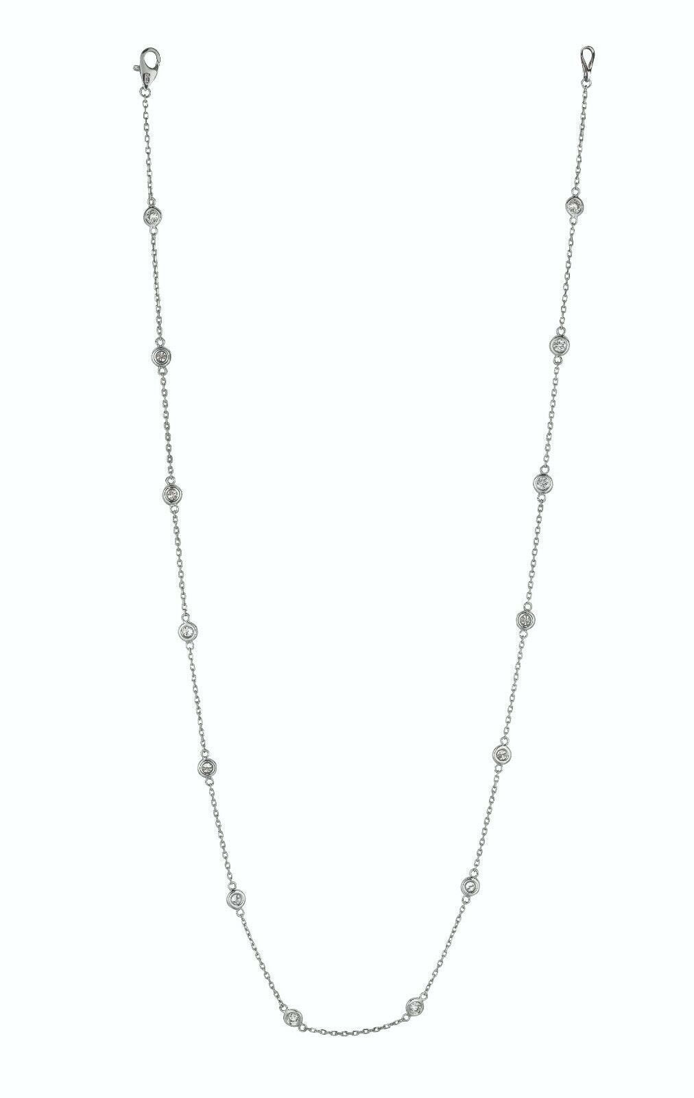 0.75 Carat Diamond by the Yard Necklace G SI 14K White Gold 14 stones 18 inches