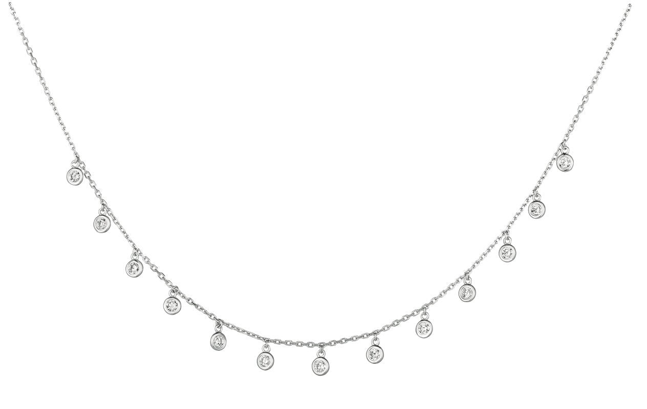 2.00 CT Natural Diamond Drop Necklace G SI 18'' 14K White Gold