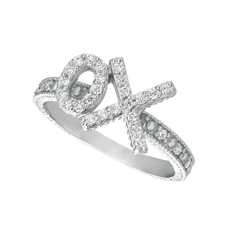 0.30 Carat Natural Diamond XO Ring G SI 14K White Gold