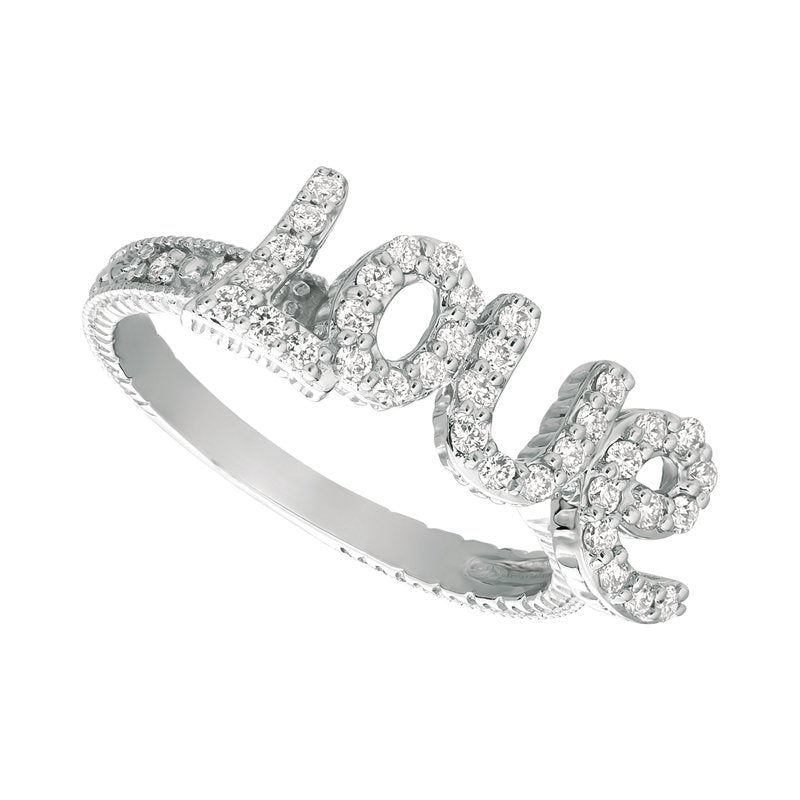 0.40 Carat Natural Diamond Love Ring G SI 14K White Gold