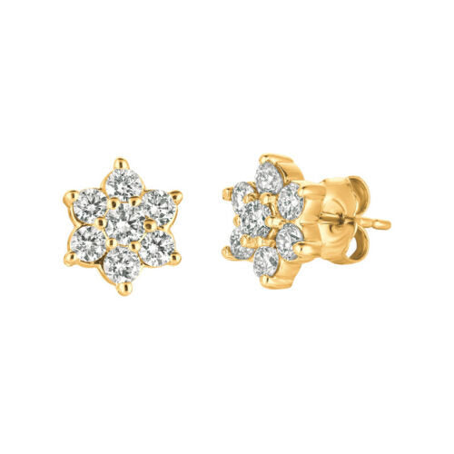 1.00 Carat Natural Diamond Earrings G-H SI set in 14K Yellow Gold