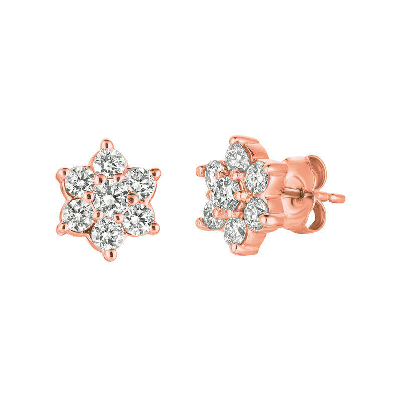 1.00 Carat Natural Diamond Earrings G-H SI set in 14K Rose Gold