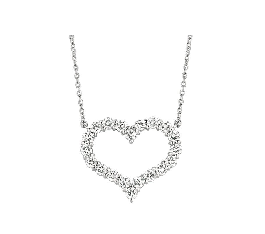 2.00 Carat Natural Diamond Heart Necklace 14K White Gold G SI 18'' chain