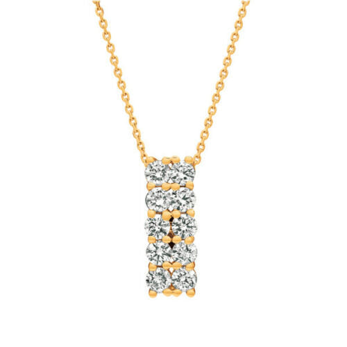 0.50 Carat Natural Diamond Two Rows Necklace 14K Yellow Gold G-H SI 18''