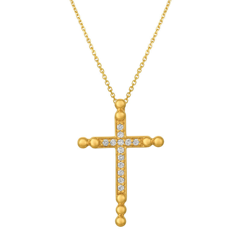 0.25 Carat Natural Diamond Cross Pendant Necklace 14K Rose Gold G SI 18'' chain