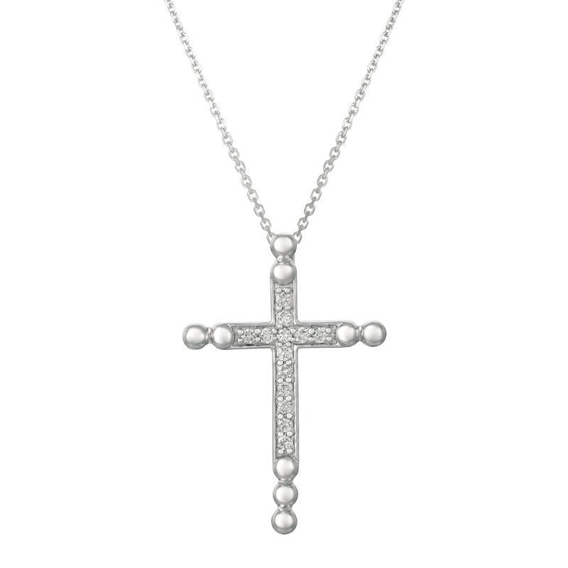 0.25 Carat Natural Diamond Cross Pendant Necklace 14K Rose Gold G SI 18'' chain