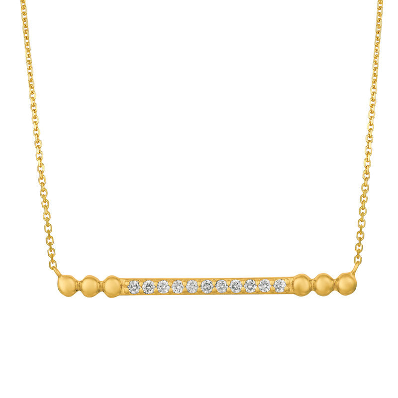 0.25 Carat Natural Diamond Bubble Bar Pendant Necklace 14K Yellow Gold G SI 18'' chain