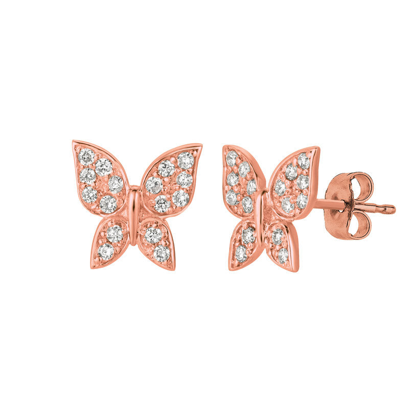 0.30 Carat Natural Diamond Butterfly Earrings G SI 14K Yellow Gold