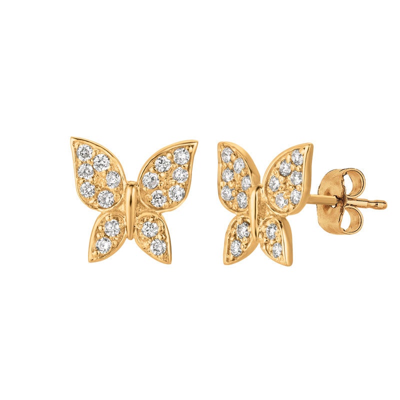 0.30 Carat Natural Diamond Butterfly Earrings G SI 14K White Gold