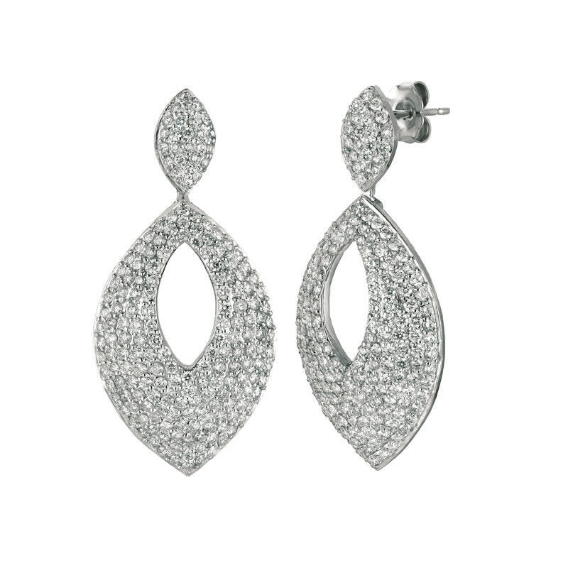 3.75 Carat Natural Diamond Drop Earrings G SI 14K White Gold
