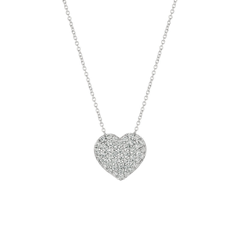 1.50 Carat Natural Diamond Heart Necklace Pendant 14K White Gold G SI 18''