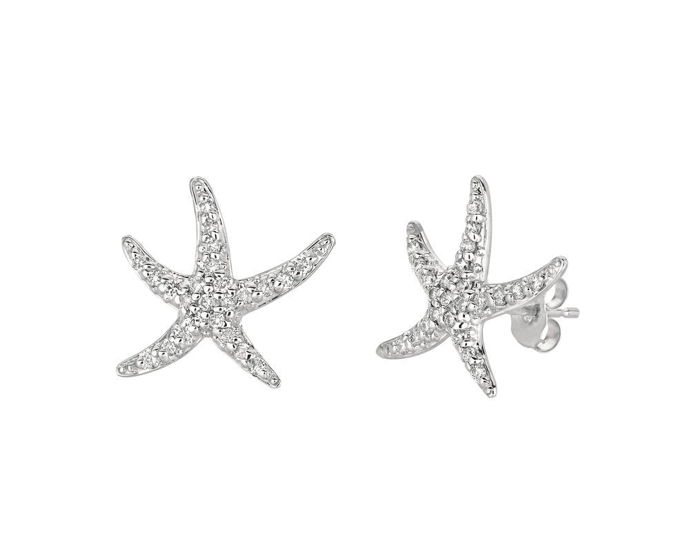 0.50 Carat Natural Diamond Starfish Earrings G SI 14K White Gold