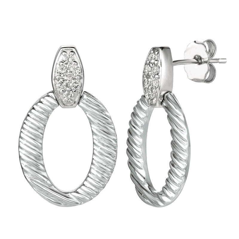 0.25 Carat Natural Diamond Earrings G SI 14K White Gold