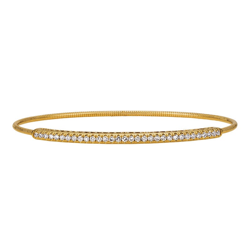 0.60 Carat Natural Diamond Stretchable Bangle Bracelet G SI 14K Yellow Gold