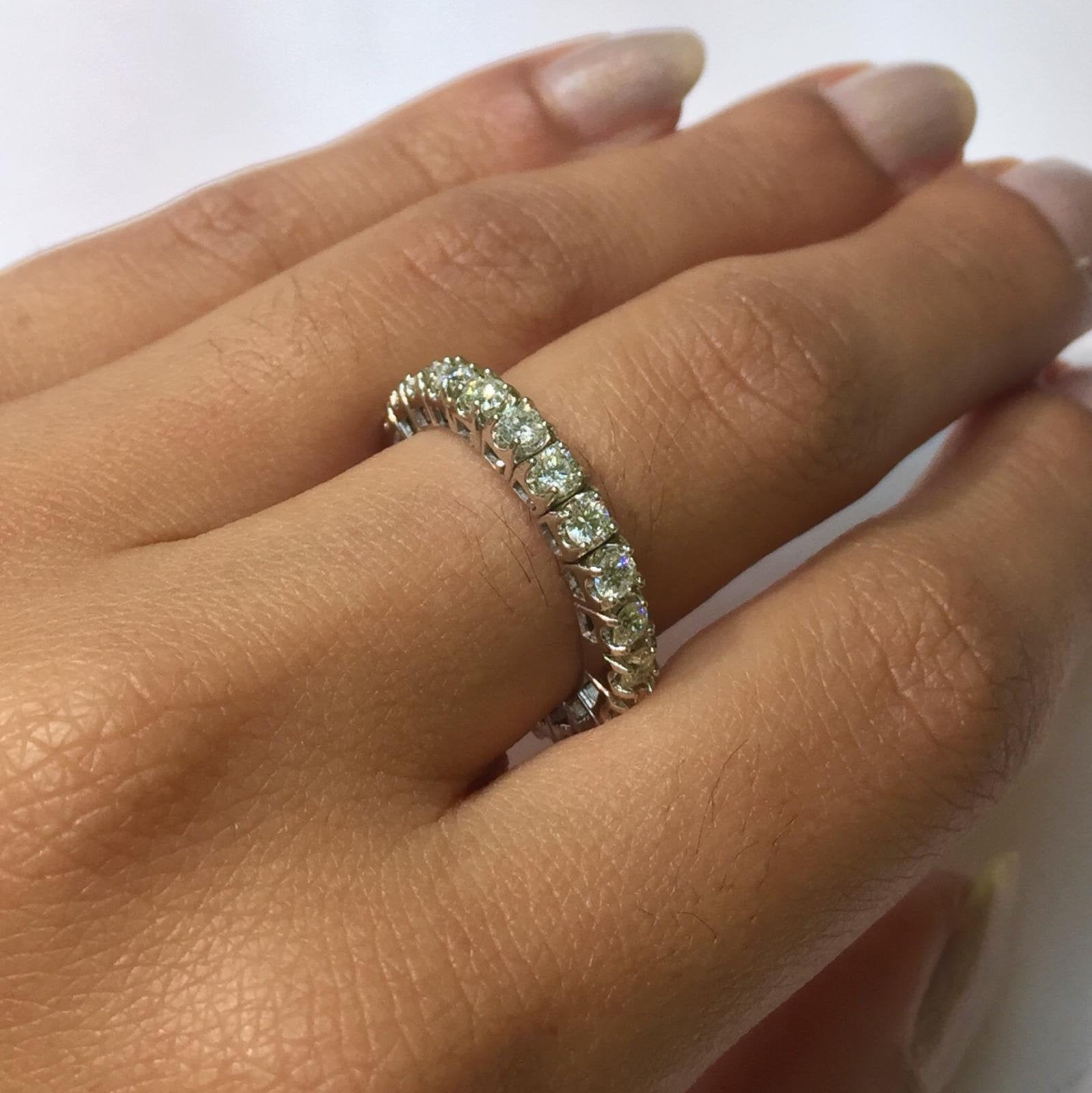 1.55 Carat Natural Diamond Stretchable Eternity Band Ring G SI 14K White Gold