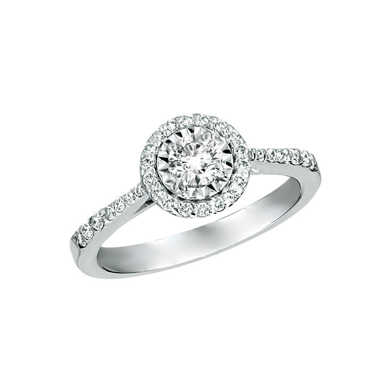 0.85 Carat Natural Diamond Engagement Ring G-H SI 14K White Gold