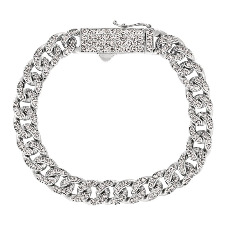 3.05 Carat Natural Diamond Miami Cuban Bracelet G SI 14K White Gold 7 inches