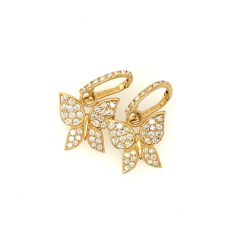 1.25 Carat Natural Diamond Butterfly Earrings G SI 14K Yellow Gold