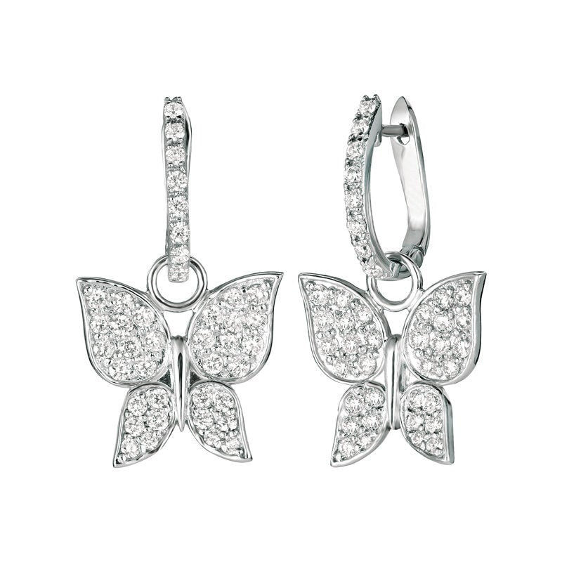 1.25 Carat Natural Diamond Butterfly Earrings G SI 14K White Gold