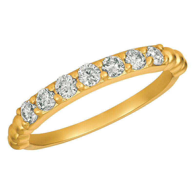 0.50 Carat Natural 7 Stone Diamond Ring Band 14K Yellow Gold