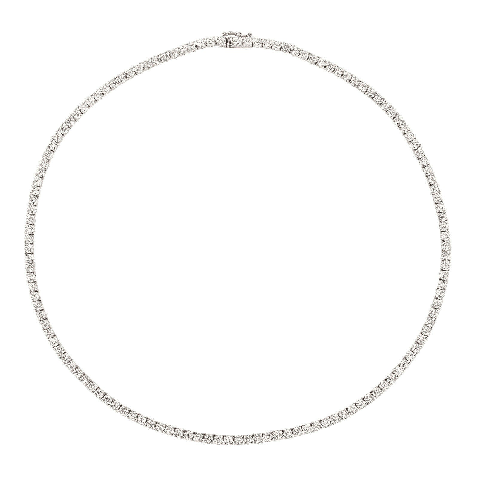 13.50 Carat Natural Diamond Tennis Necklace G SI 14K White Gold 16 inches