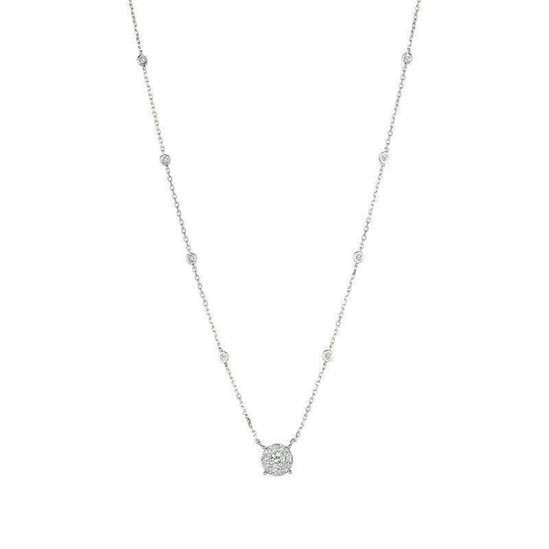 1.00 Carat Natural Diamond Necklace 14K White Gold with 18'' chain