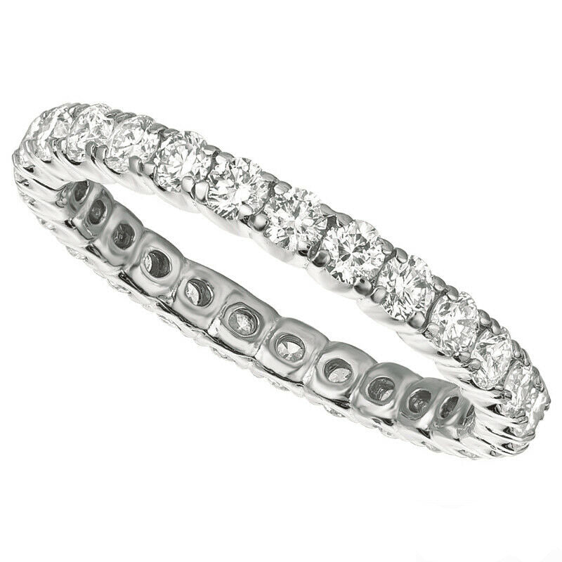 1.55 Carat Natural Diamond Eternity Ring Band G SI 14K White Gold