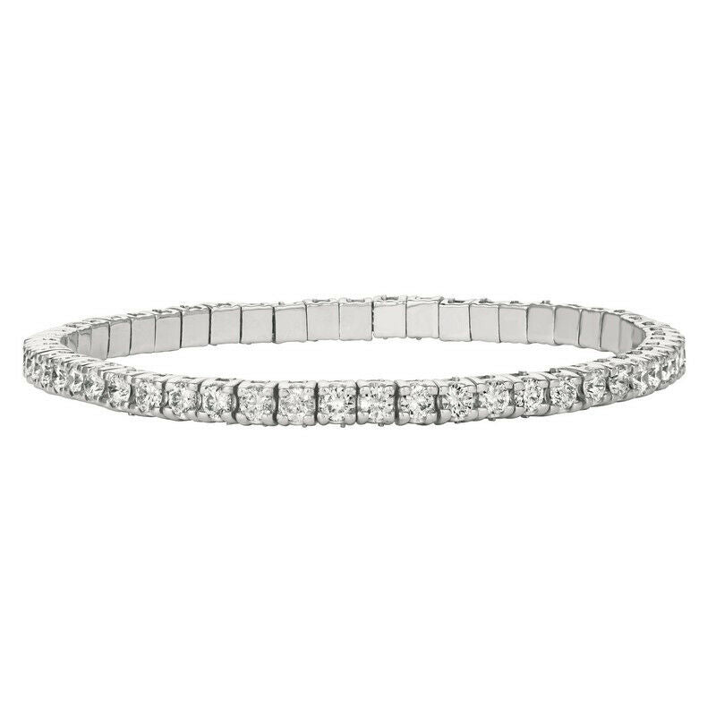 4.06 Carat Natural Diamond Stretch Bracelet G-H SI 14K White Gold