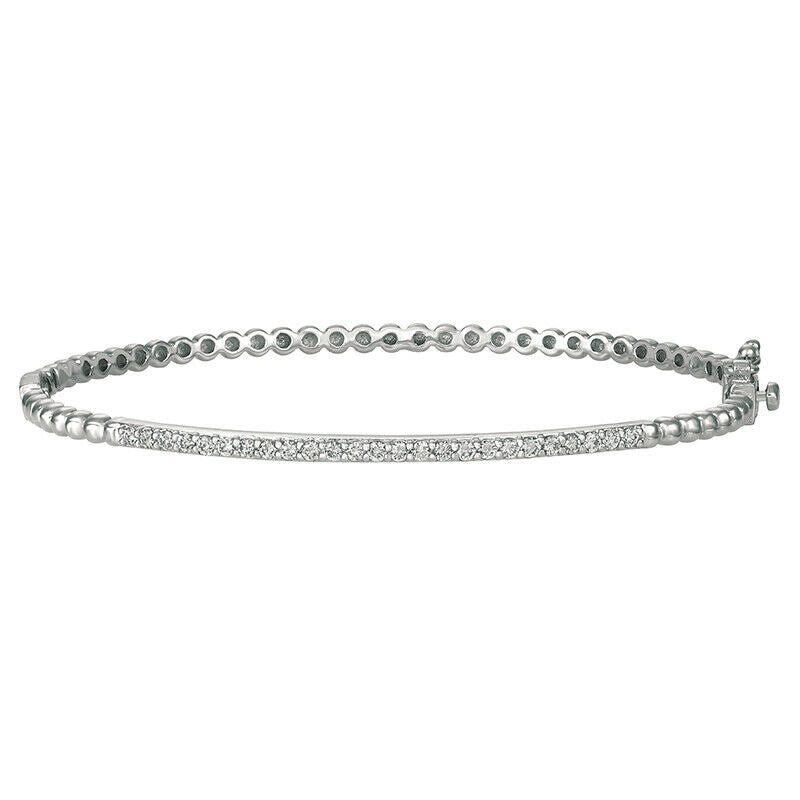 0.50 Carat Natural Diamond Bangle Bracelet 14K White Gold