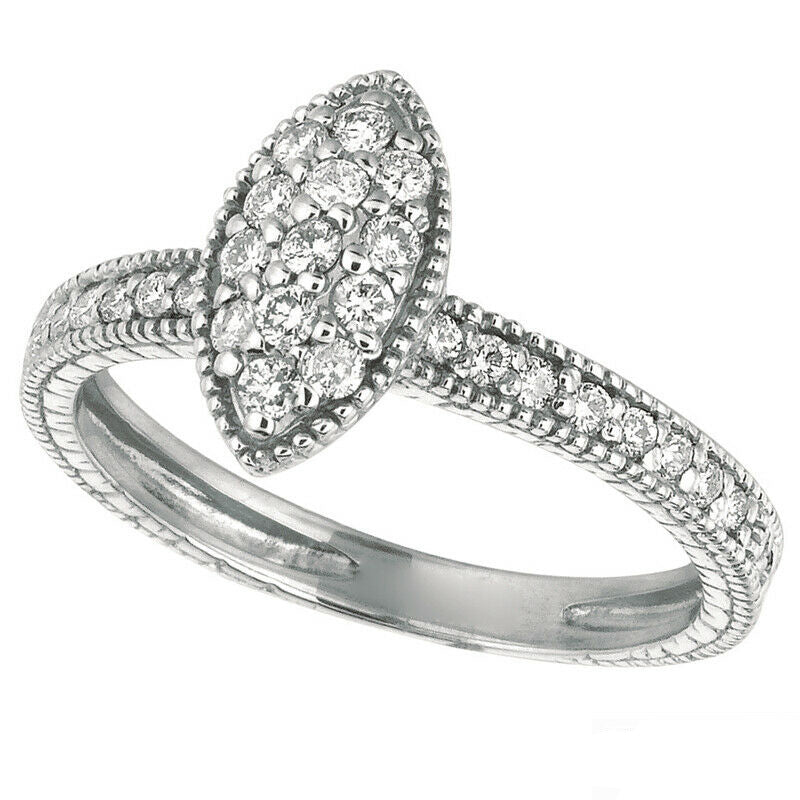 0.50 Carat Natural Diamond Marquise Shape Ring Band G SI 14K White Gold