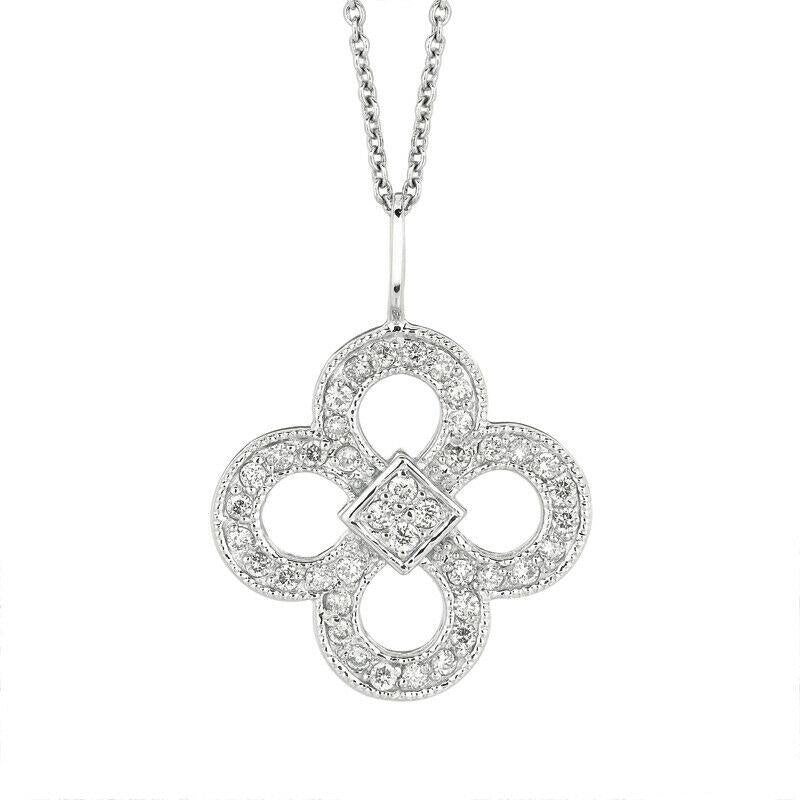 0.37 Carat Natural Diamond Fashion Necklace 14K White Gold G SI