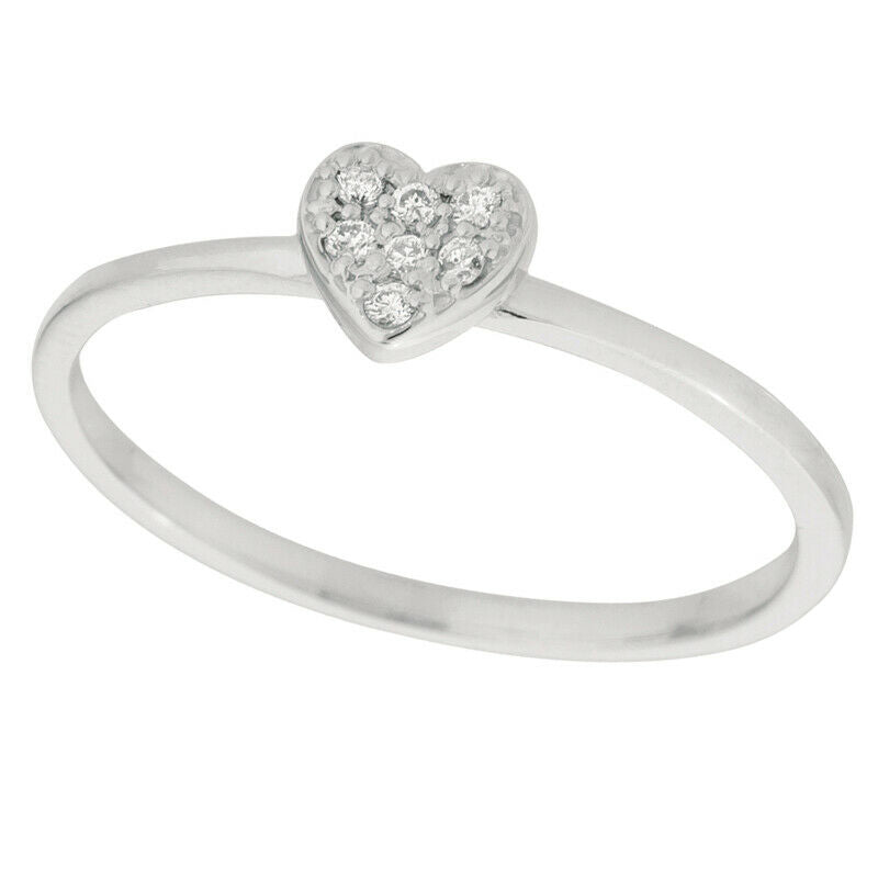 0.05 Carat Natural Diamond Heart Ring Band G SI 14K White Gold