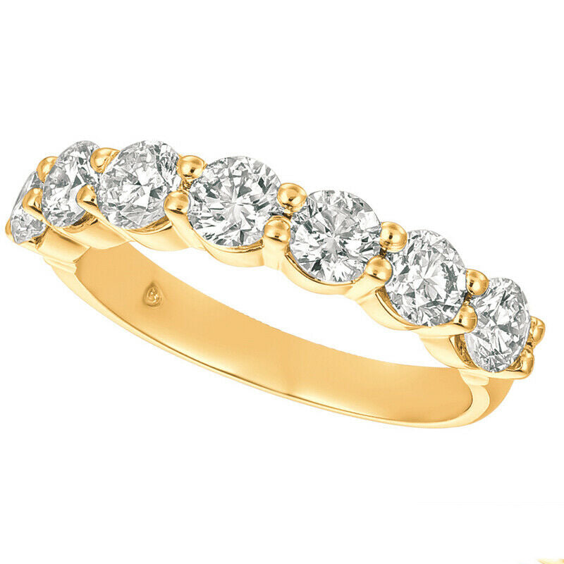 1.50 Carat 7 Stone Natural Diamond Ring Band G SI 14K White Gold 3.5mm width