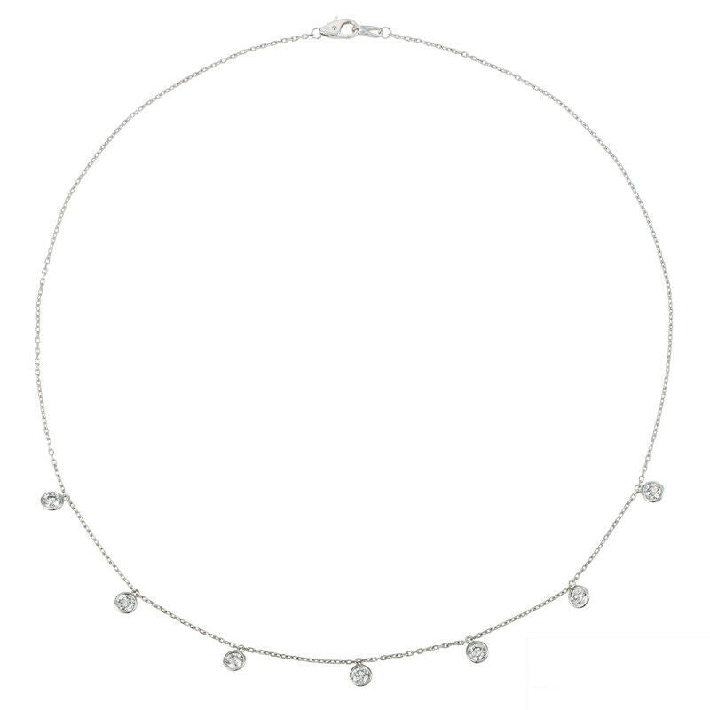 1.75 Carat Natural Diamond 7 Section Necklace G SI 14K White Gold