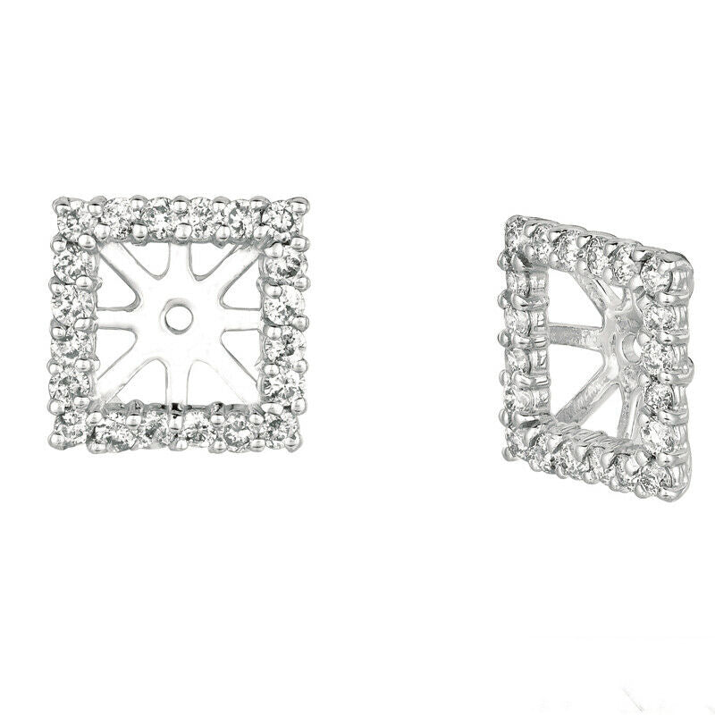 0.46 Carat Natural Diamond Jacket Earrings 14K White Gold center for 3mm